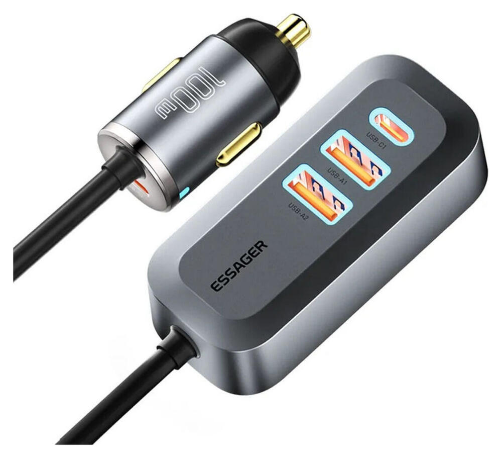 Essager Auto Snellader 100W met Power Delivery en Quick Charge Grijs afbeelding 12