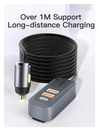 Essager Auto Snellader 100W met Power Delivery en Quick Charge Grijs afbeelding 3