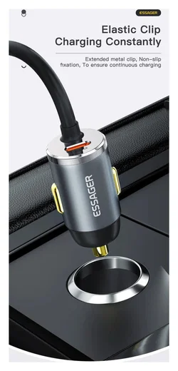 Essager Auto Snellader 100W met Power Delivery en Quick Charge Grijs afbeelding 11