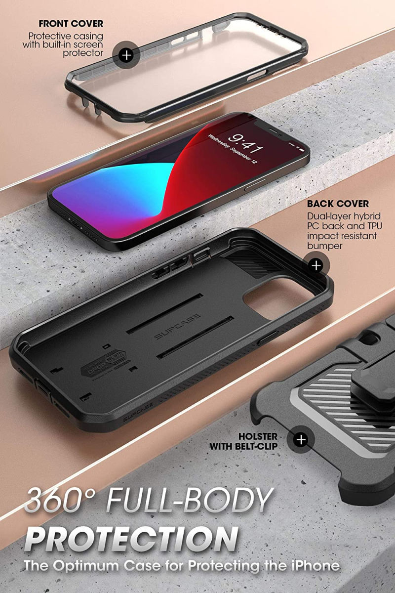 SUPCASE UB Pro Apple iPhone 12 / 12 Pro Hoesje Full Protect Zwart afbeelding 6