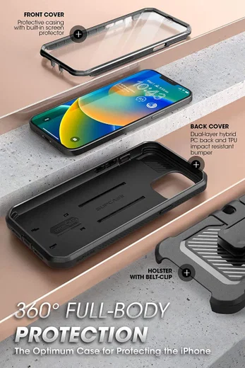 SUPCASE UB Pro Apple iPhone 14 / 13 Hoesje Full Protect Stand Zwart afbeelding 4