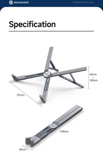 Dux Ducis Opvouwbare Standaard Laptop/Tablet tot 17.3 Inch Grijs afbeelding 13
