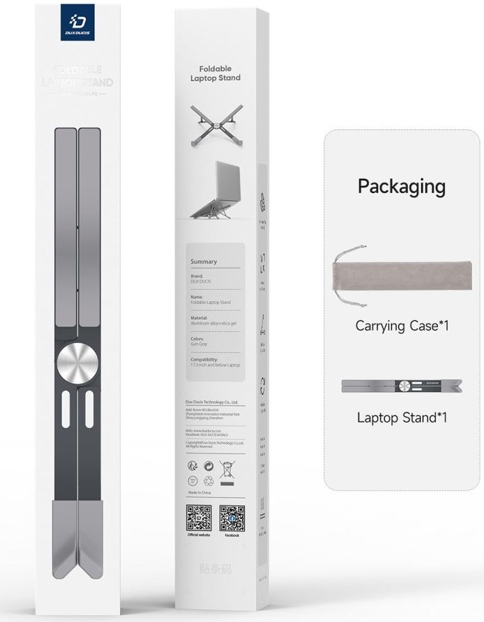 Dux Ducis Opvouwbare Standaard Laptop/Tablet tot 17.3 Inch Grijs afbeelding 14