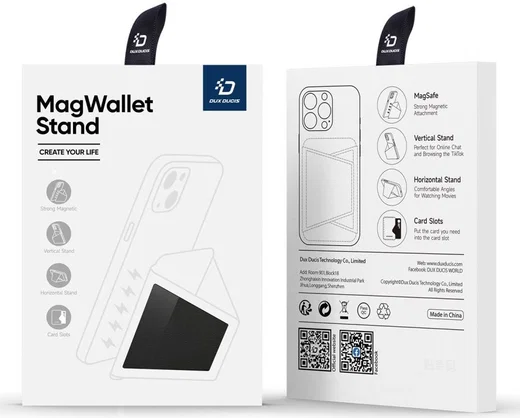 Dux Ducis Magnetische Wallet MagSafe Kaarthouder met Standaard Zwart afbeelding 13