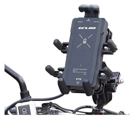 GUB P70 Telefoonhouder Motor/Scooter met Draadloos Opladen 15W Zwart afbeelding 1