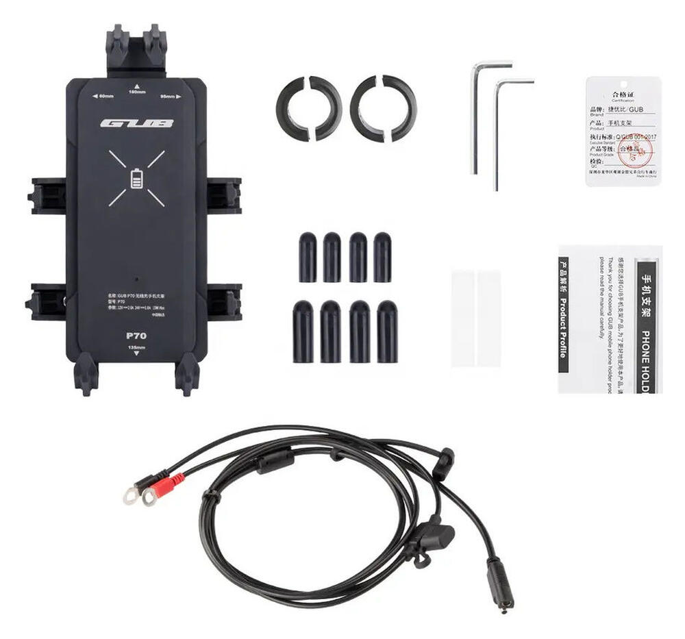 GUB P70 Telefoonhouder Motor/Scooter met Draadloos Opladen 15W Zwart afbeelding 8