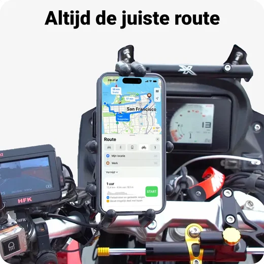 GUB P70 Telefoonhouder Motor/Scooter met Draadloos Opladen 15W Zwart afbeelding 2