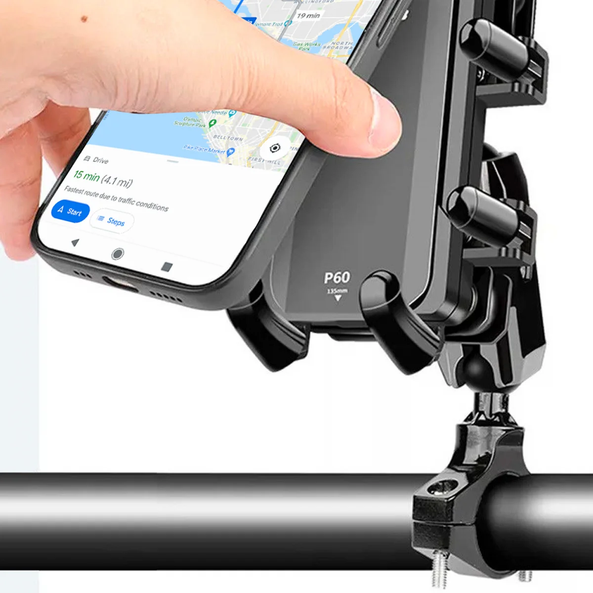 GUB P60 Telefoonhouder Motor/Scooter Stuurhouder Verstelbaar Zwart afbeelding 3