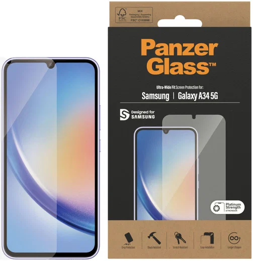 PanzerGlass Ultra-Wide Samsung Galaxy A34 Screen Protector afbeelding 1