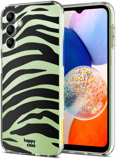 HappyCase Samsung Galaxy A14 Hoesje Flexibel TPU Zebra Print afbeelding 2