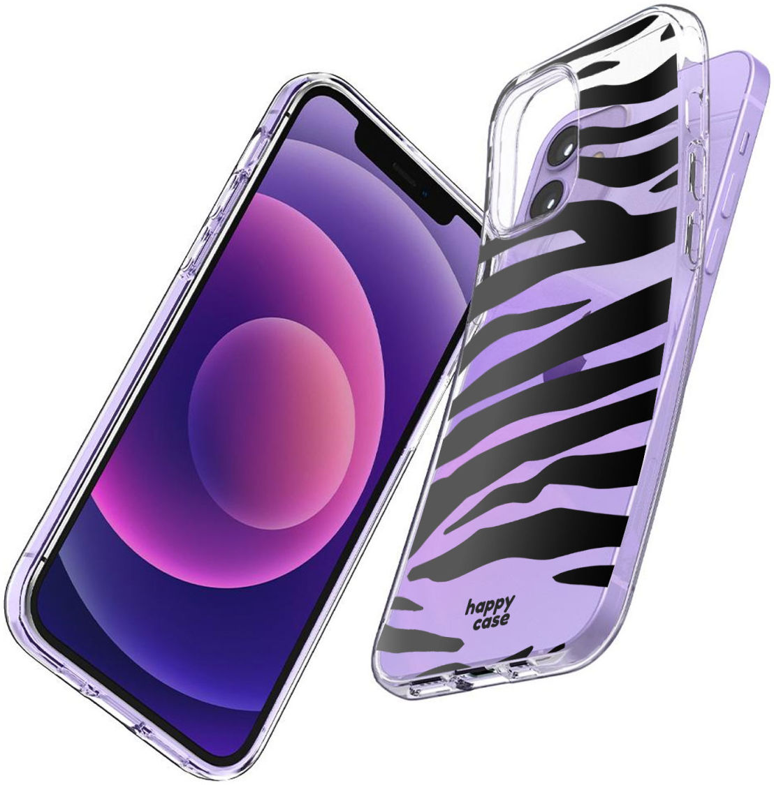 HappyCase Apple iPhone 12 Hoesje Flexibel TPU Zebra Print afbeelding 2