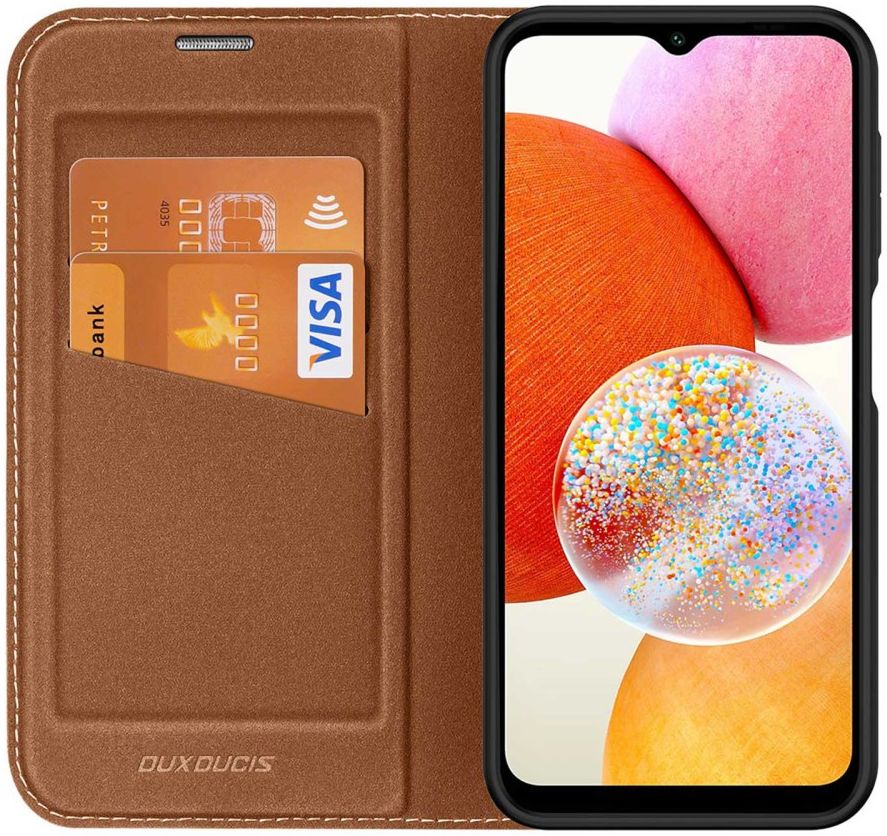 Dux Ducis Skin X2 Samsung Galaxy A14 Hoesje Book Case Bruin afbeelding 1