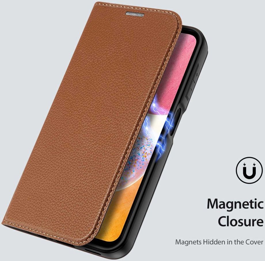 Dux Ducis Skin X2 Samsung Galaxy A14 Hoesje Book Case Bruin afbeelding 4