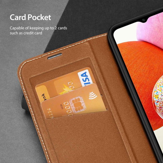 Dux Ducis Skin X2 Samsung Galaxy A14 Hoesje Book Case Bruin afbeelding 5