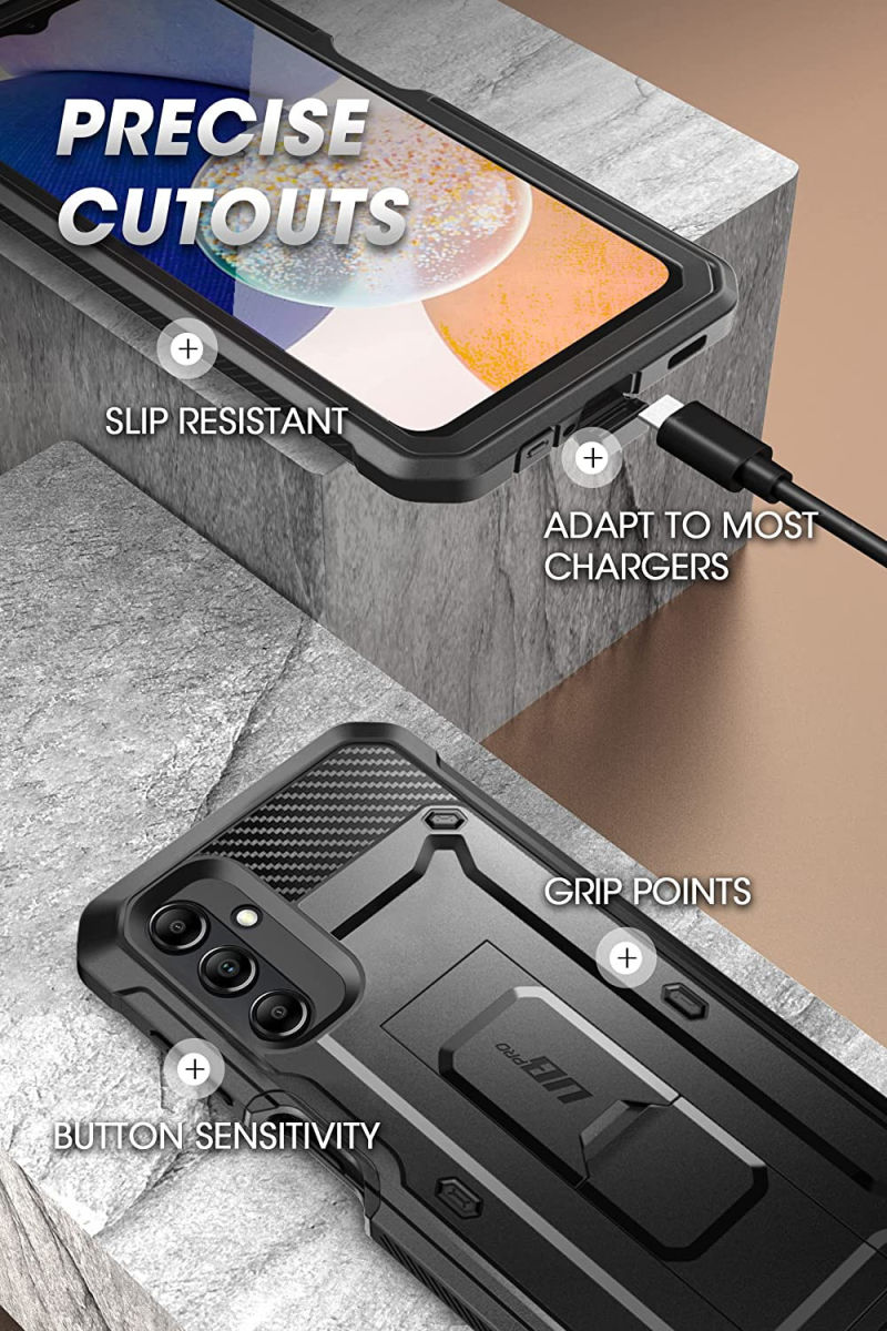 SUPCASE UB Pro Samsung Galaxy A14 Hoesje Full Protect Kickstand Zwart afbeelding 7