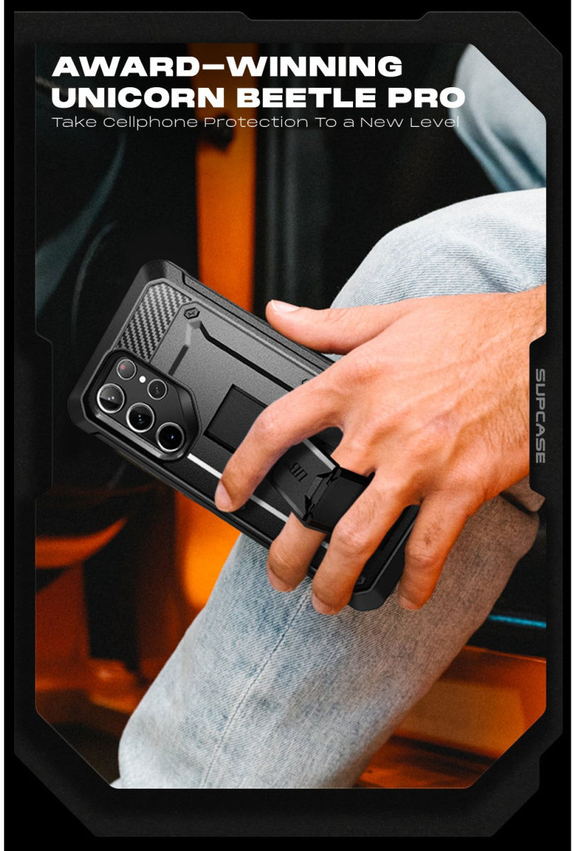 SUPCASE UB Pro Samsung S23 Ultra Hoesje Full Protect Kickstand Zwart afbeelding 8