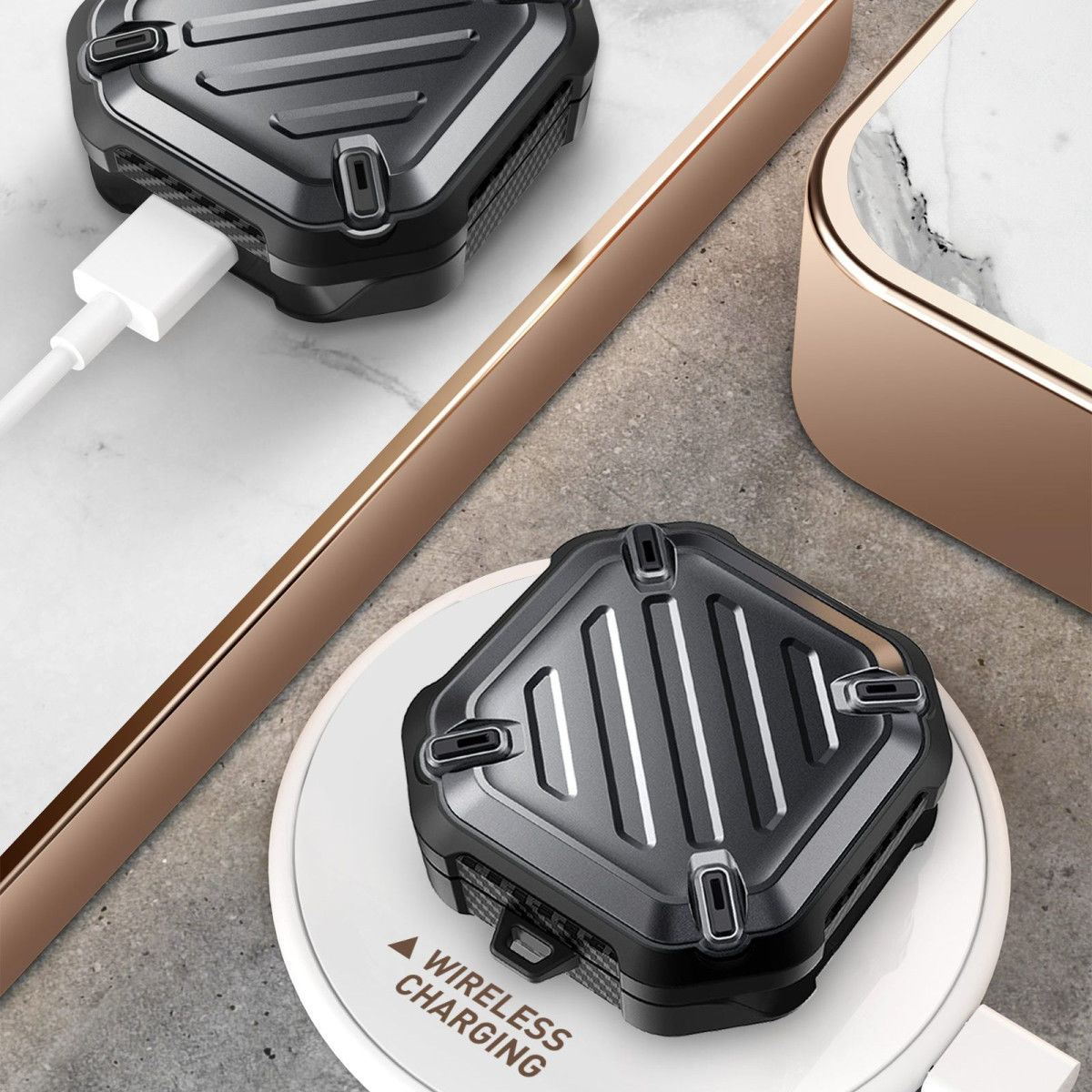 SUPCASE UB Pro Samsung Buds Live/Pro/2/2 Pro Hoesje Full Protect Zwart afbeelding 6