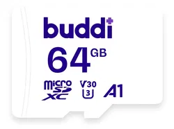 Buddi MicroSDXC Geheugenkaart met SD Kaart Adapter 64GB Wit afbeelding