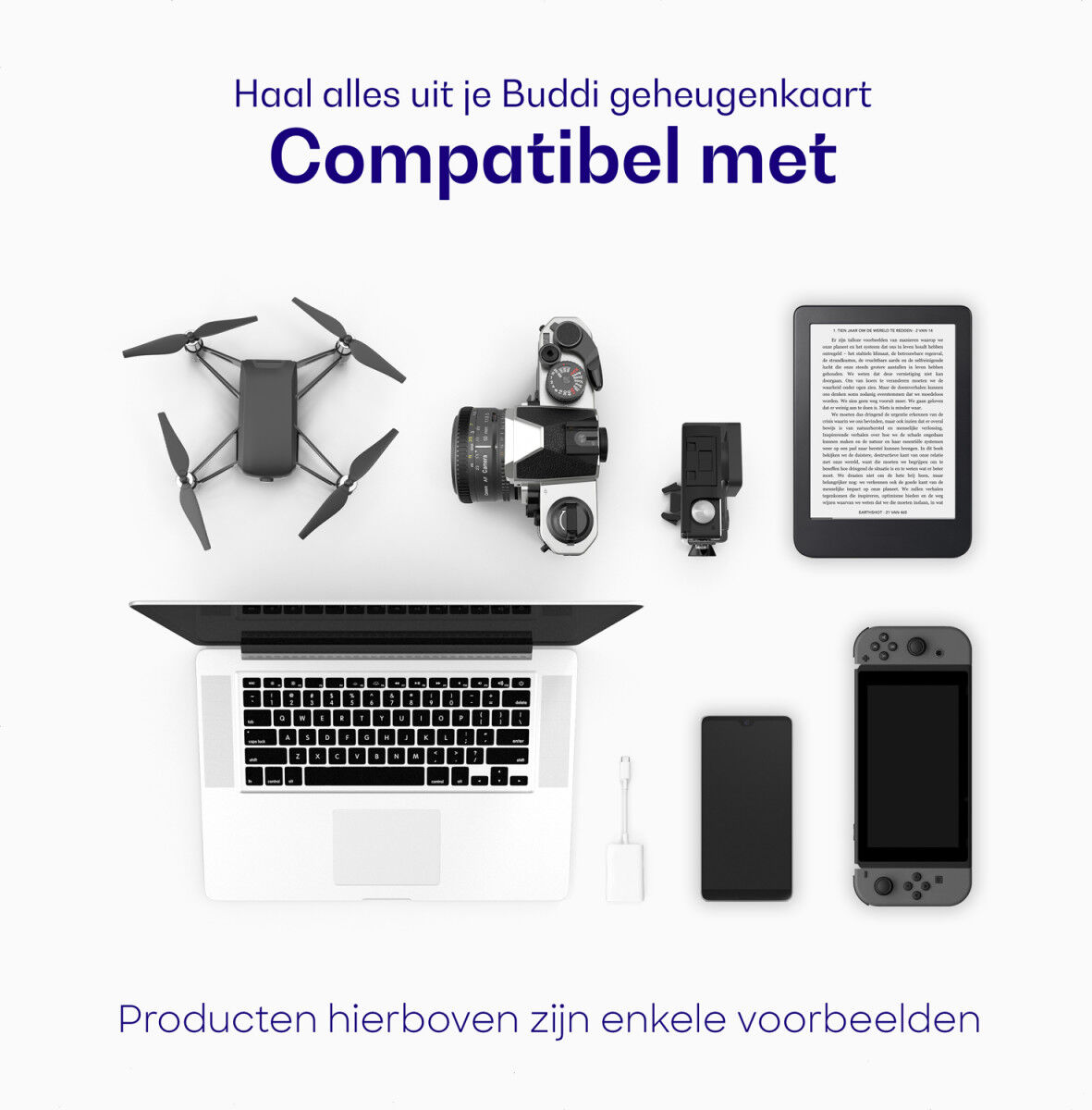 Buddi MicroSDXC Geheugenkaart met SD Kaart Adapter 256GB Wit afbeelding 3