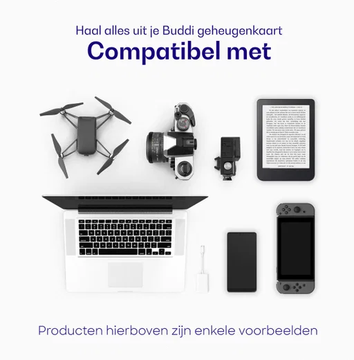 Buddi MicroSDXC Geheugenkaart met SD Kaart Adapter 256GB Wit afbeelding 3