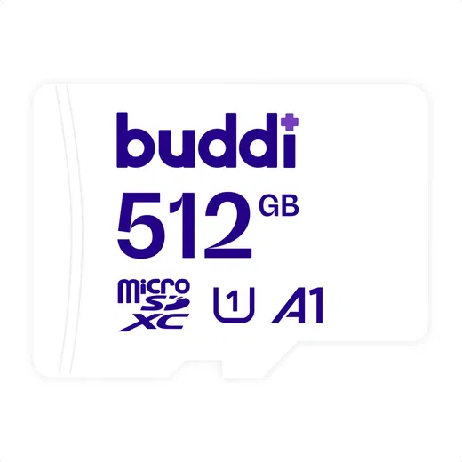 Buddi MicroSDXC Geheugenkaart met SD Kaart Adapter 512GB Wit afbeelding 1