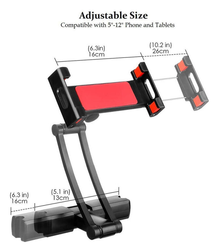 Universele Verstelbare Auto Hoofdsteun Tablet/Smartphone Houder Zwart afbeelding 6