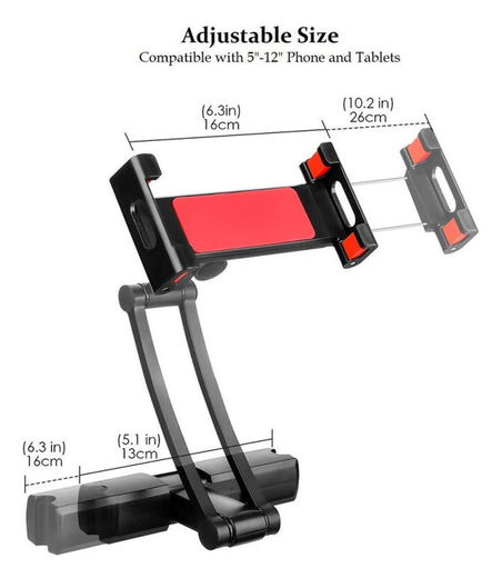 Universele Verstelbare Auto Hoofdsteun Tablet/Smartphone Houder Zwart afbeelding 6