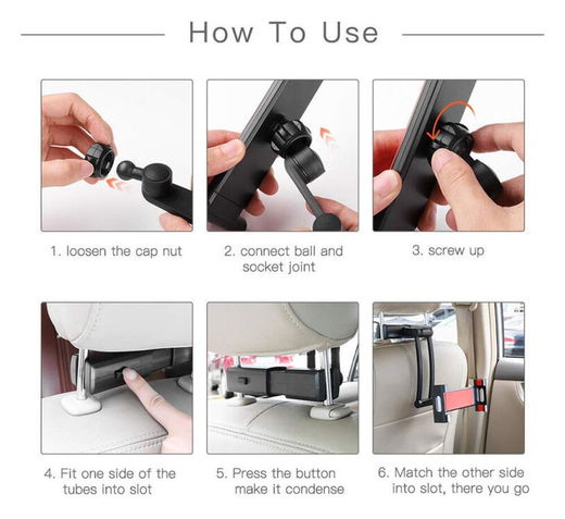 Universele Verstelbare Auto Hoofdsteun Tablet/Smartphone Houder Zwart afbeelding 8