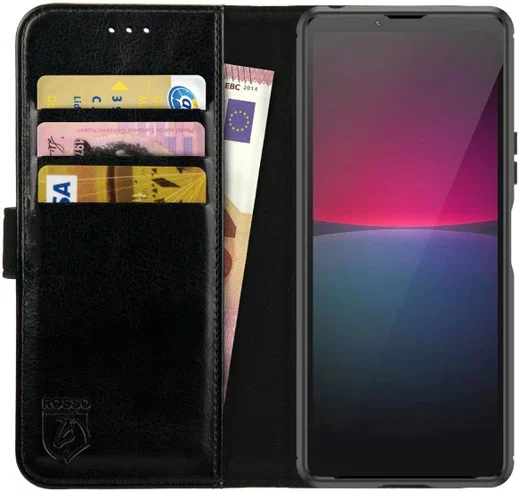 Rosso Element Sony Xperia 10 V Hoesje Book Cover Wallet Zwart afbeelding 1