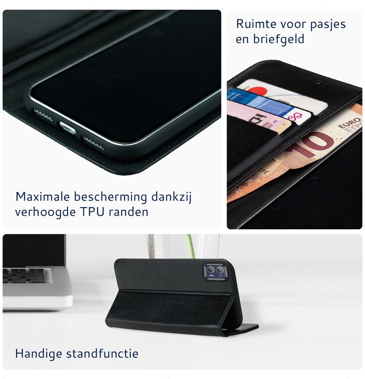Rosso Element Motorola Moto G73 Hoesje Book Cover Wallet Zwart afbeelding 4