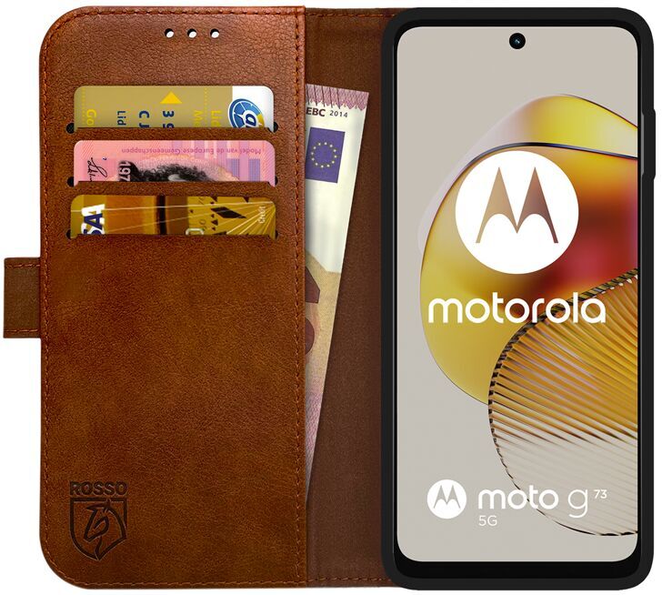 Rosso Element Motorola Moto G73 Hoesje Book Cover Wallet Bruin afbeelding 1