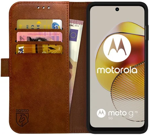 Rosso Element Motorola Moto G73 Hoesje Book Cover Wallet Bruin afbeelding 1