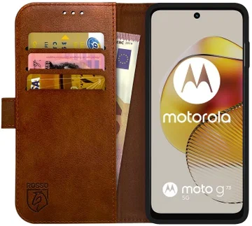 Rosso Element Motorola Moto G73 Hoesje Book Cover Wallet Bruin