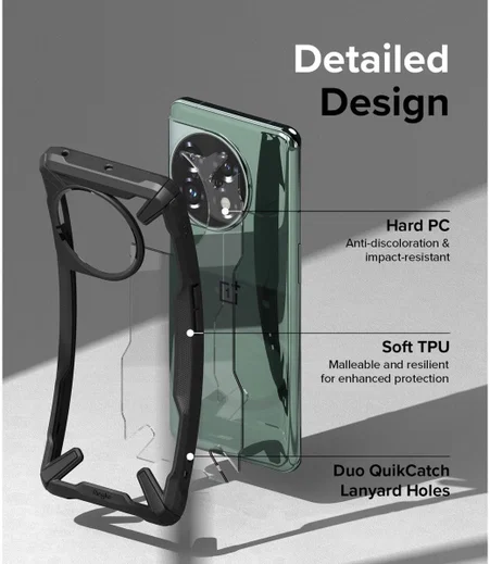 Ringke Fusion X OnePlus 11 Hoesje Back Cover Zwart afbeelding 6