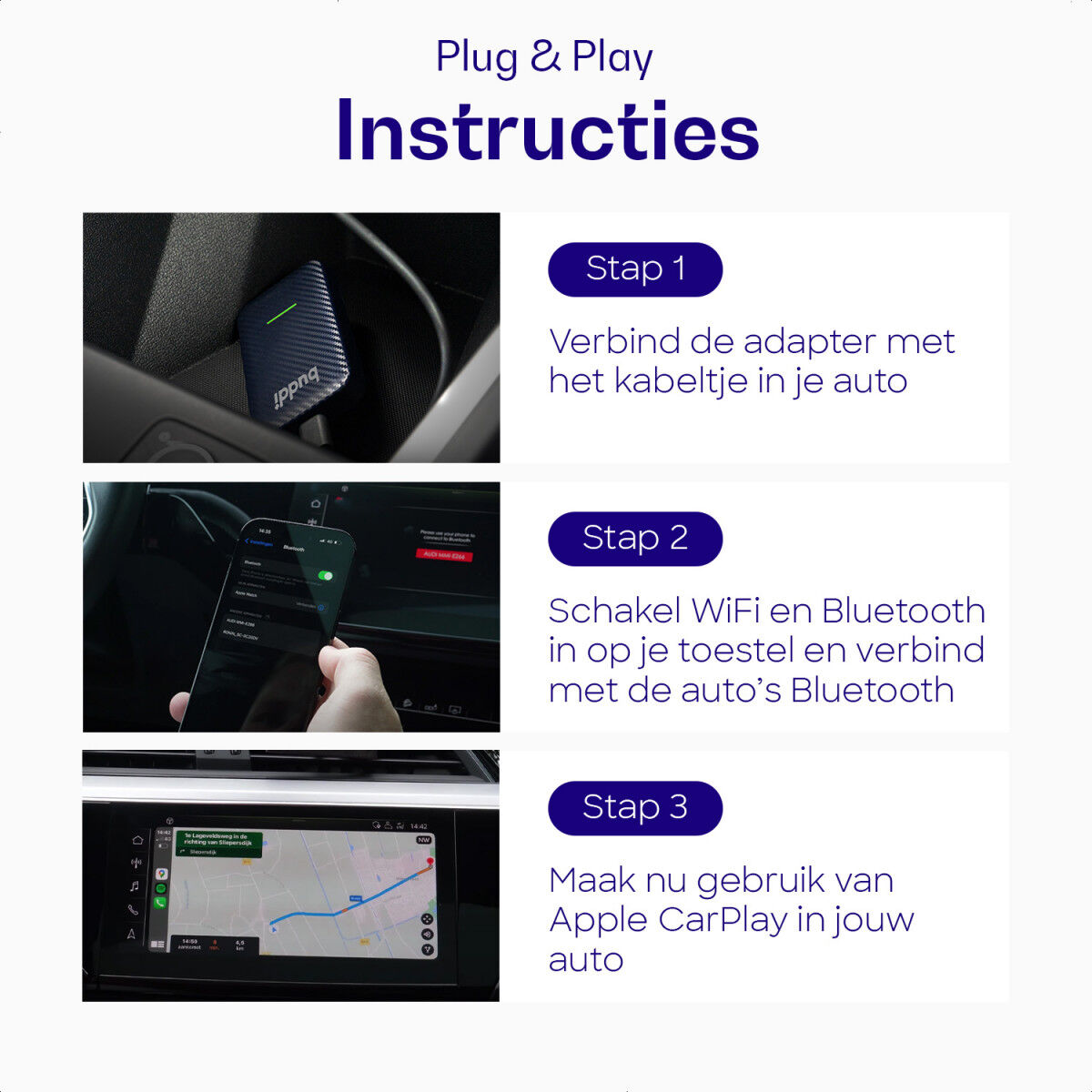 Buddi Play Bluetooth Adapter voor Apple CarPlay Draadloze Dongle afbeelding 2