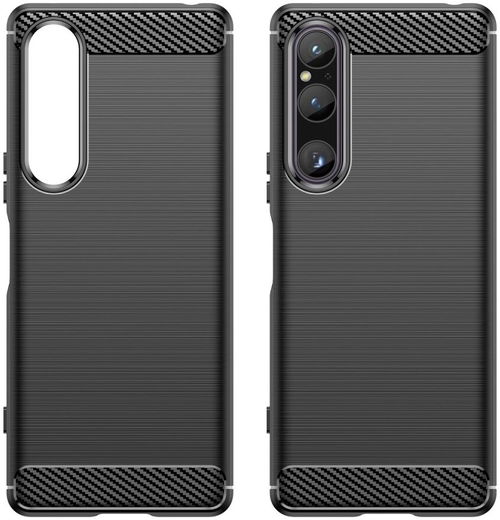 Sony Xperia 1 V Hoesje Geborsteld TPU Flexibele Back Cover Zwart afbeelding 2