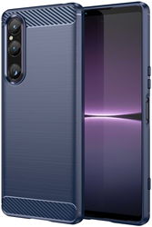 Sony Xperia 1 V Hoesje Geborsteld TPU Flexibele Back Cover Blauw afbeelding