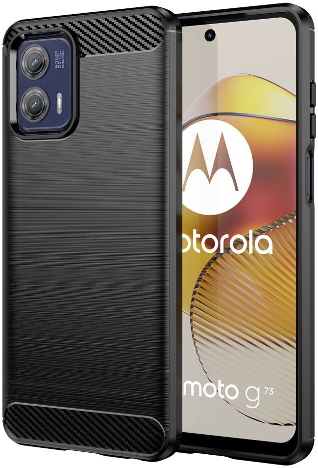 Motorola Moto G73 Hoesje Geborsteld TPU Flexibele Back Cover Zwart afbeelding 1