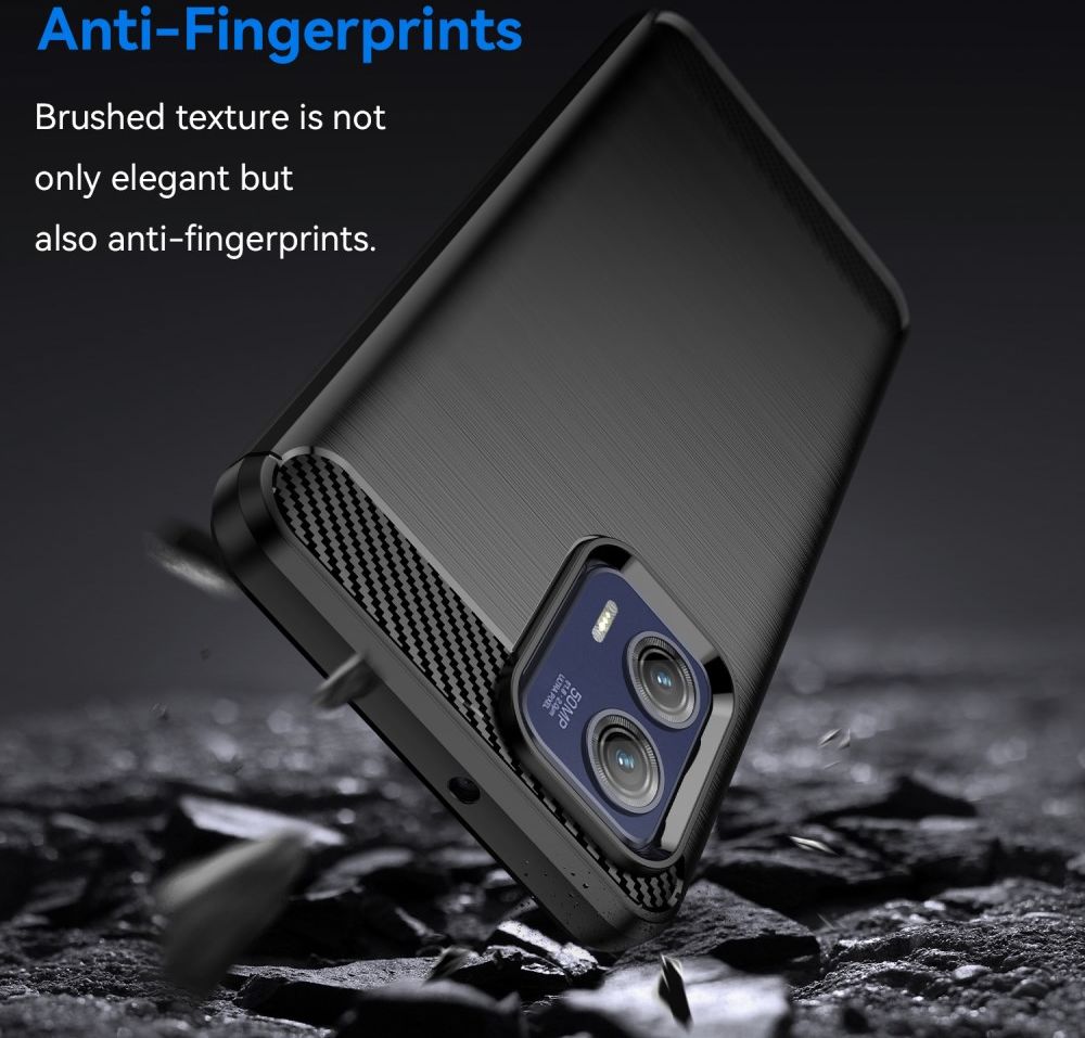 Motorola Moto G73 Hoesje Geborsteld TPU Flexibele Back Cover Zwart afbeelding 4