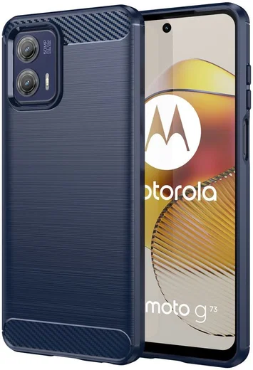 Motorola Moto G73 Hoesje Geborsteld TPU Flexibele Back Cover Blauw afbeelding 1