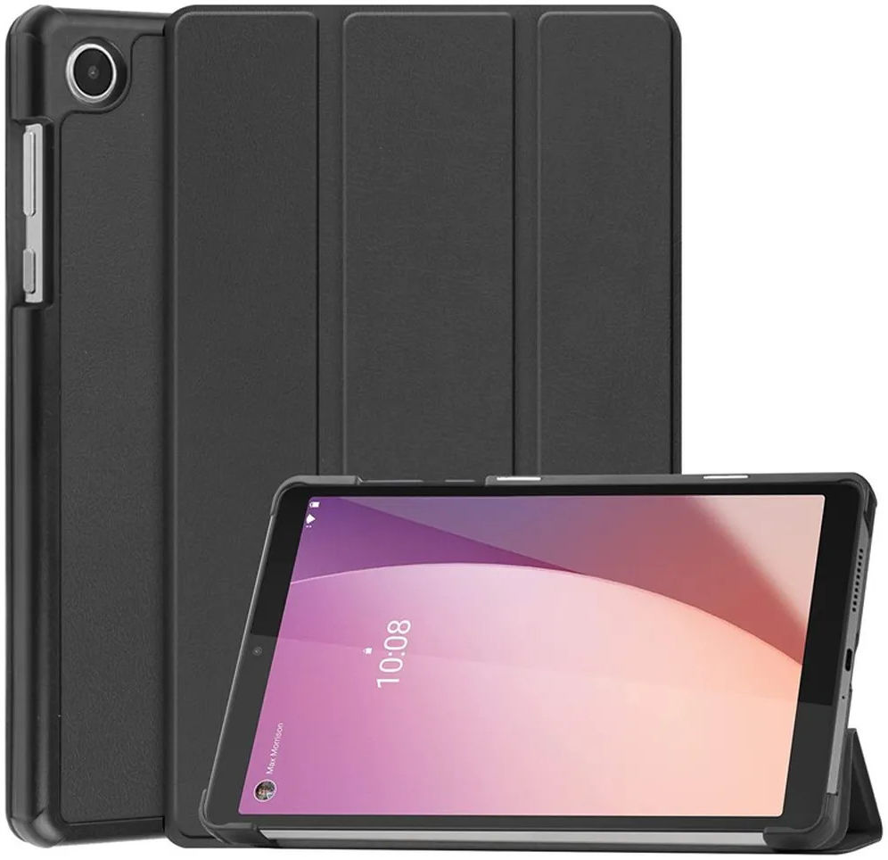 Lenovo Tab M8 Gen 4 Hoes Tri-Fold Book Case met Standaard Zwart afbeelding 1