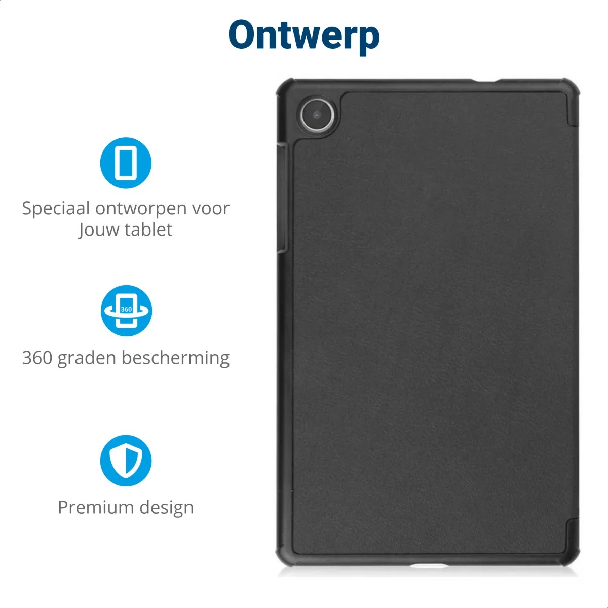 Lenovo Tab M8 Gen 4 Hoes Tri-Fold Book Case met Standaard Zwart afbeelding 3