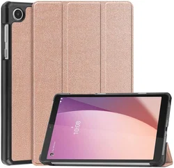 Lenovo Tab M8 Gen 4 Hoes Tri-Fold Book Case met Standaard Roze Goud afbeelding