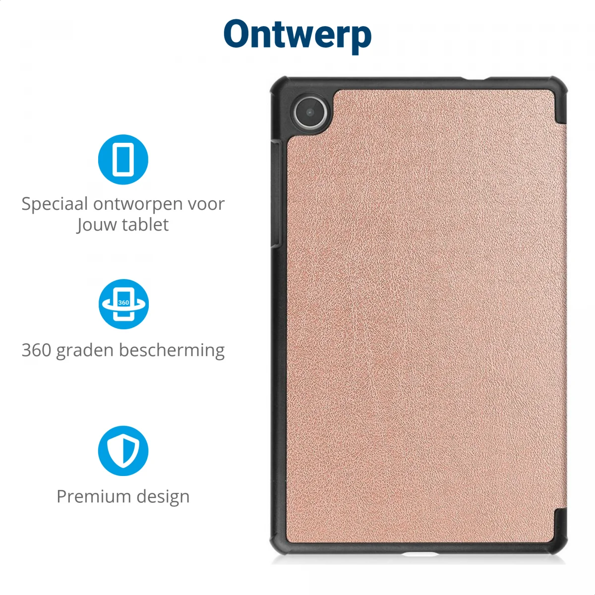 Lenovo Tab M8 Gen 4 Hoes Tri-Fold Book Case met Standaard Roze Goud afbeelding 3