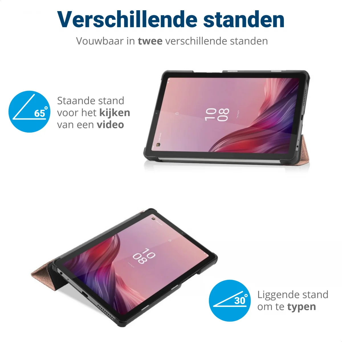 Lenovo Tab M9 Hoes Tri-Fold Book Case met Standaard Roze Goud afbeelding 6