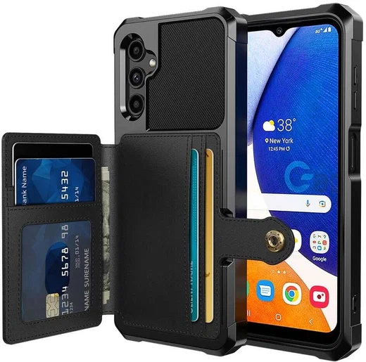 Samsung Galaxy A14 3 in 1 Back Cover Portemonnee Hoesje Zwart afbeelding 1