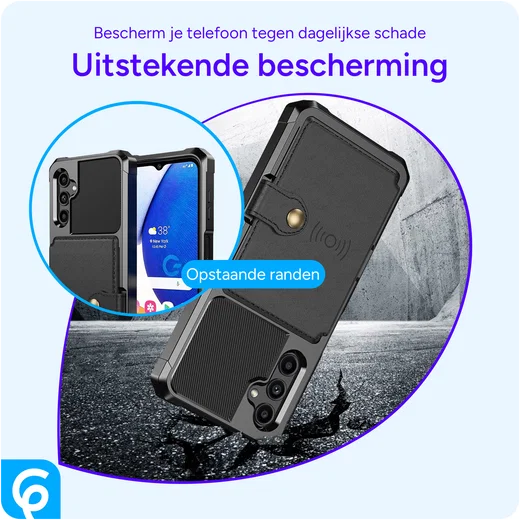 Samsung Galaxy A14 3 in 1 Back Cover Portemonnee Hoesje Zwart afbeelding 6