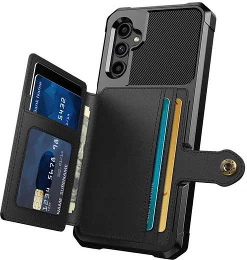 Samsung Galaxy A14 3 in 1 Back Cover Portemonnee Hoesje Zwart afbeelding 2