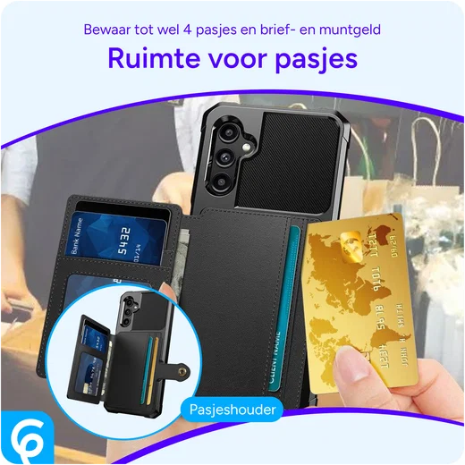 Samsung Galaxy A14 3 in 1 Back Cover Portemonnee Hoesje Zwart afbeelding 5