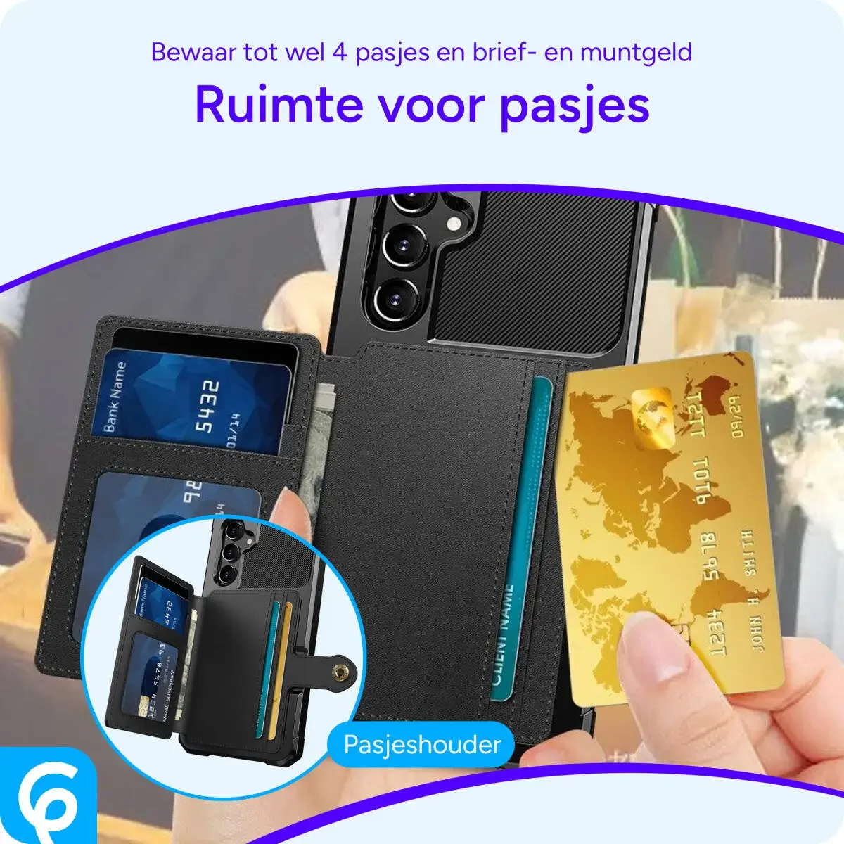 Samsung Galaxy A54 3 in 1 Back Cover Portemonnee Hoesje Zwart afbeelding 4